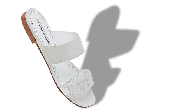 Manolo Blahnik Schuhe Damen Sale - Timpoa Flache Schuhe Weiß AL1297608 Leder